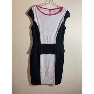 Cato Lined Pencil Dress Business Casual Womens Size 10 Black, White AC9